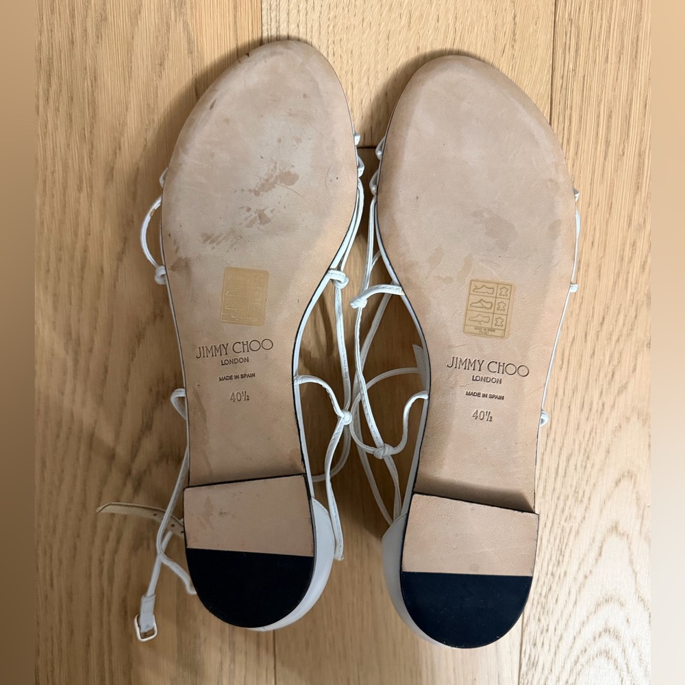New Jimmy Choo 40.5 White Strappy Flat Sandals - Picture 3 of 6